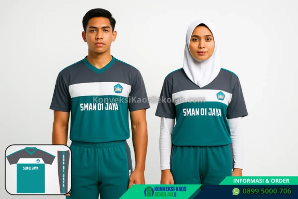 Setelan Kaos Olahraga Muslimah SMA di Jawa Tengah Purworejo Gebang Desa Redin